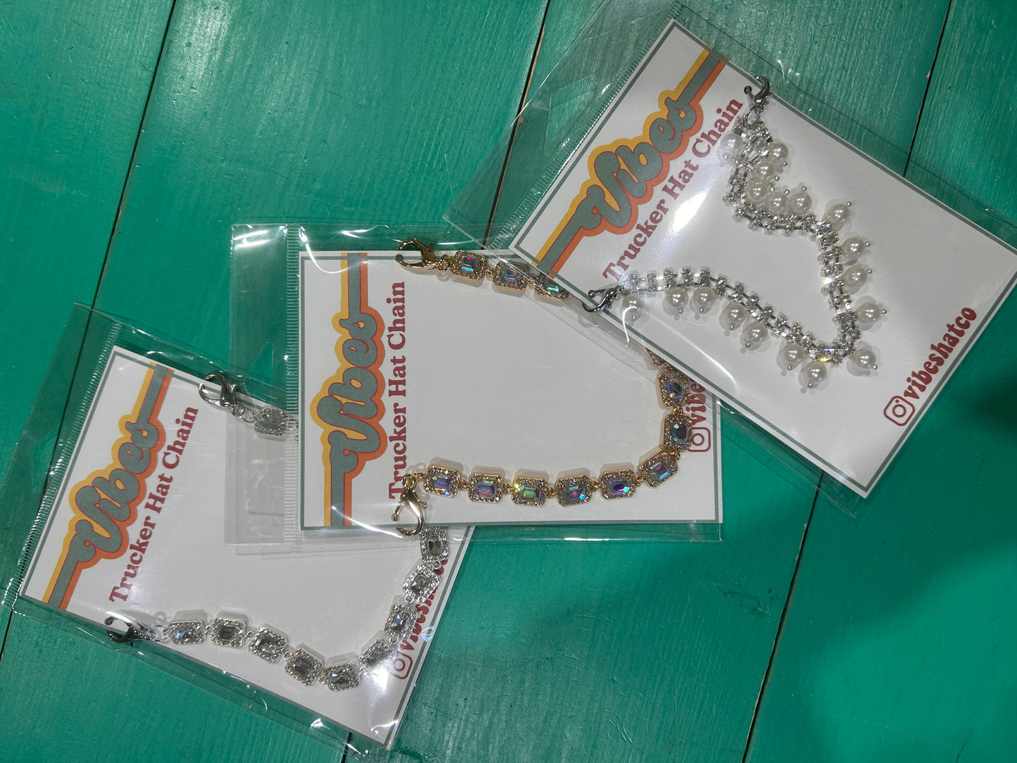 Trucker Hat Chain Large Rhinestone Studded