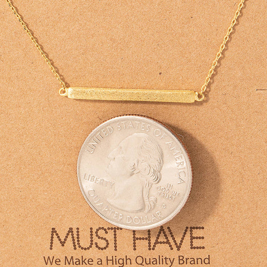 Gold Dipped Thin Bar Pendant Necklace
