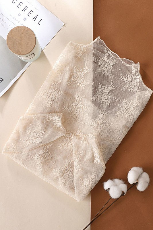 sheer lace long sleeve top