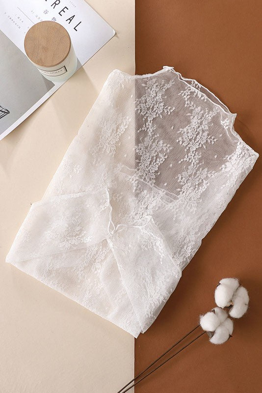 sheer lace long sleeve top