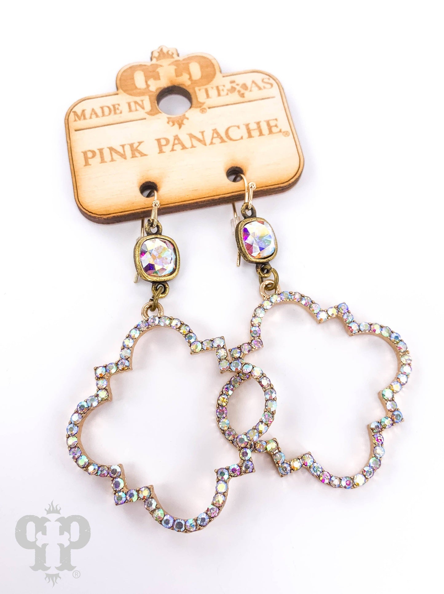 Rhinestone trefoil earring 1E563