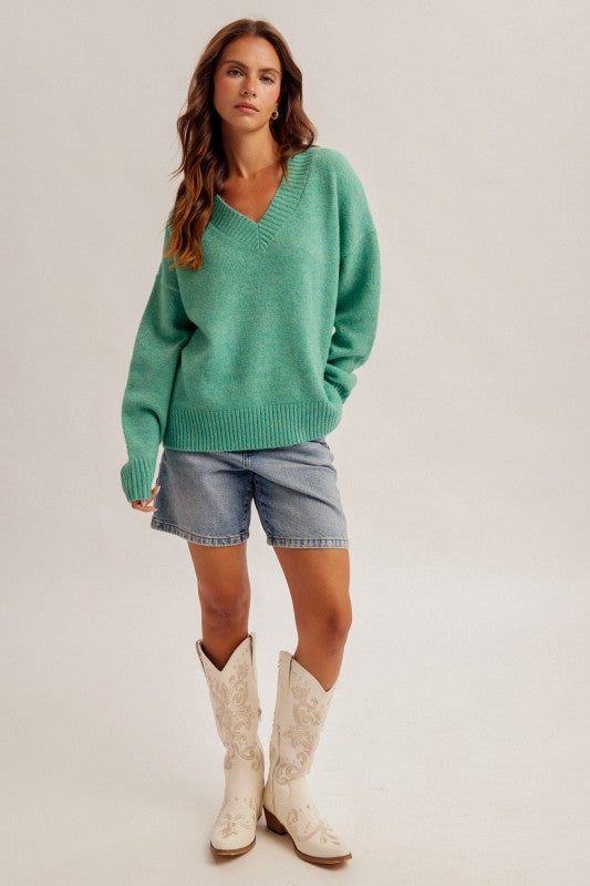 V-NECK SWEATER IN GREEN