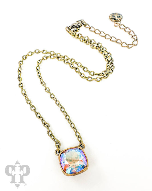 12mm Austrian crystal square crystal chain necklace