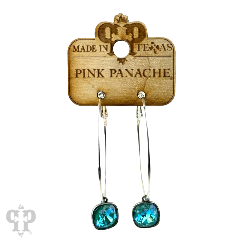 12mm Austrian square crystal hoop earring