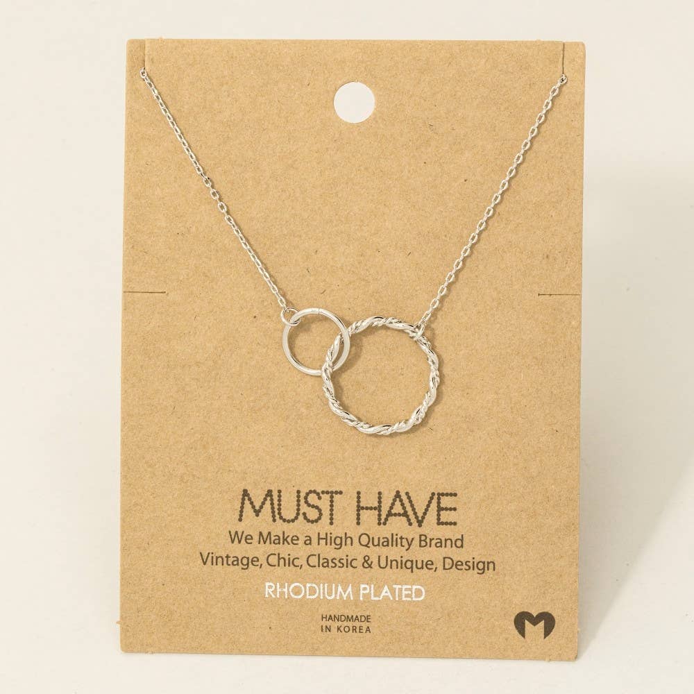 Gold Dipped Double Circle Chain Link Charm Necklace