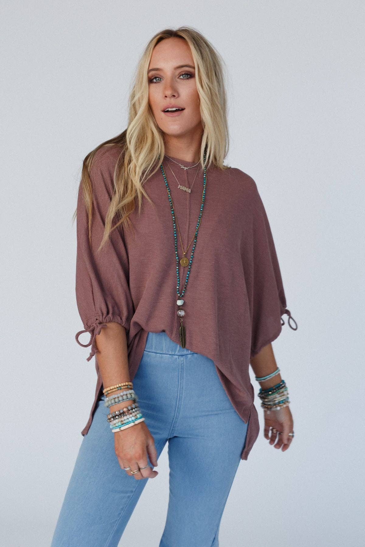 Three Bird Nest - Little Lark Puff Sleeve Tee - Mulberry