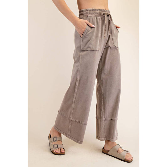 MINERAL WASHED WIDE LEG PANT