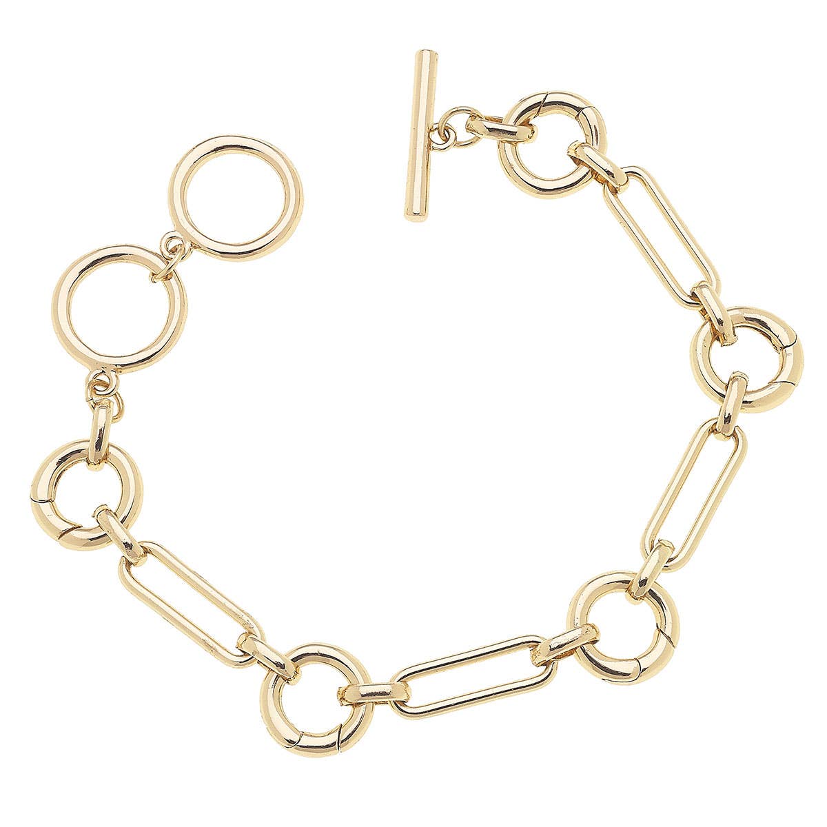 Multi-Charm Toggle Bracelet Base in Shiny Gold