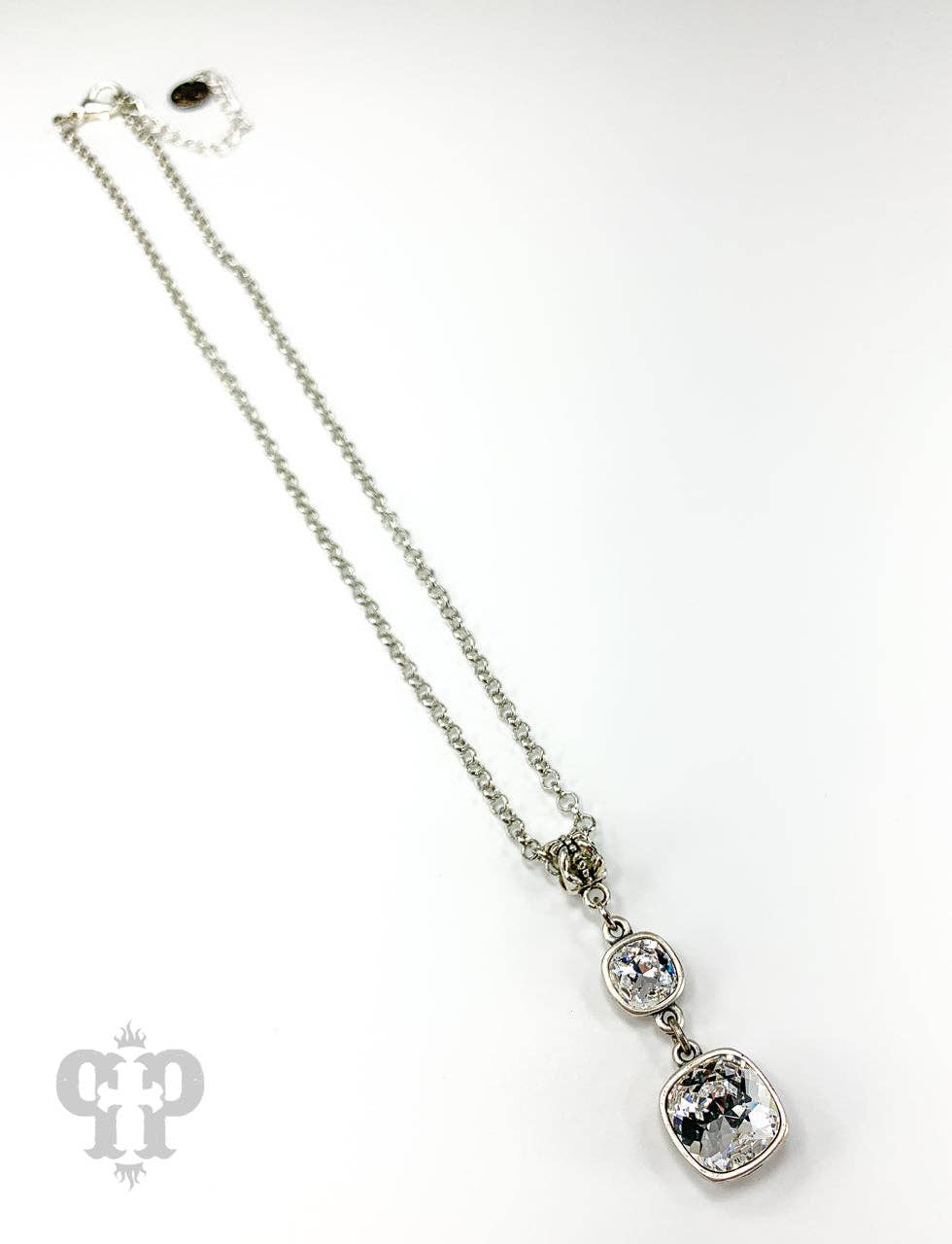 Double square crystal necklace 1N412