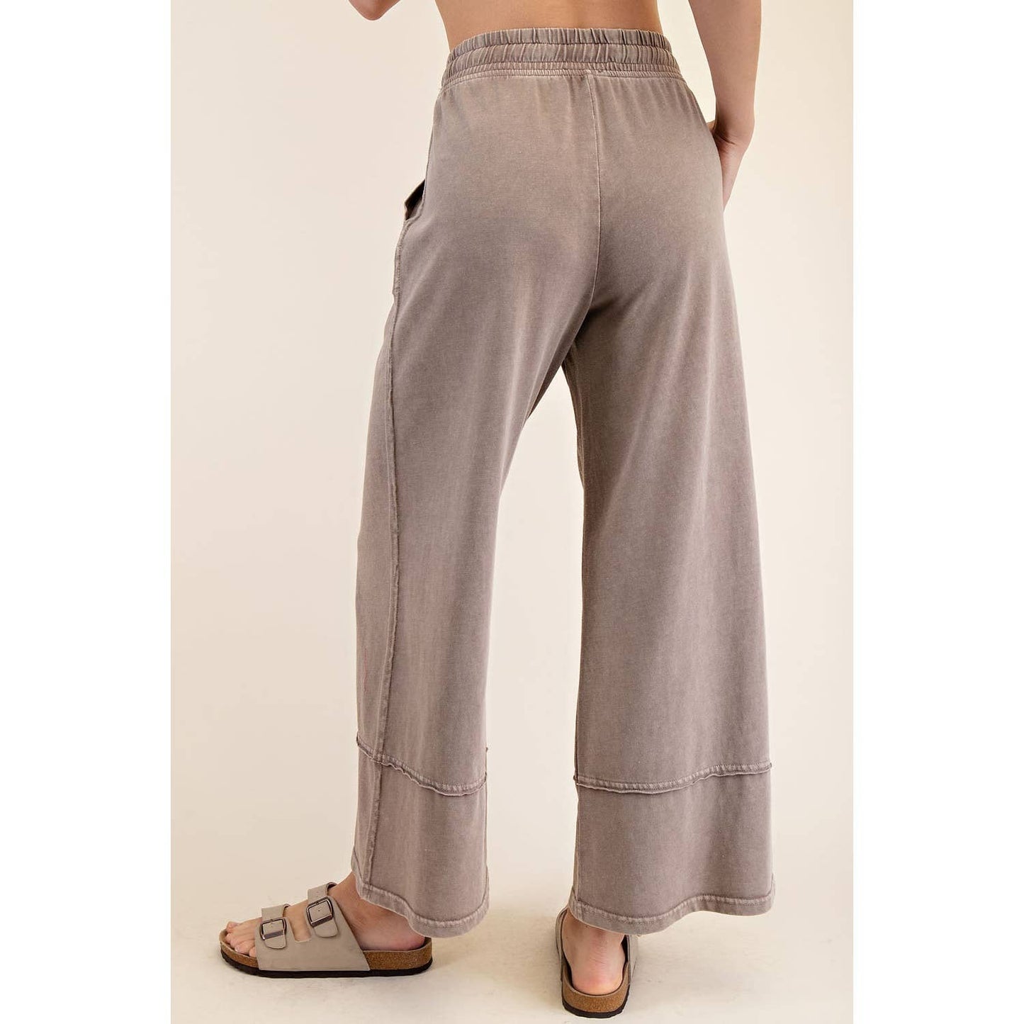 MINERAL WASHED WIDE LEG PANT