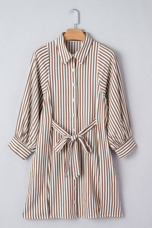 Selena Knot Waist Dress-Brown