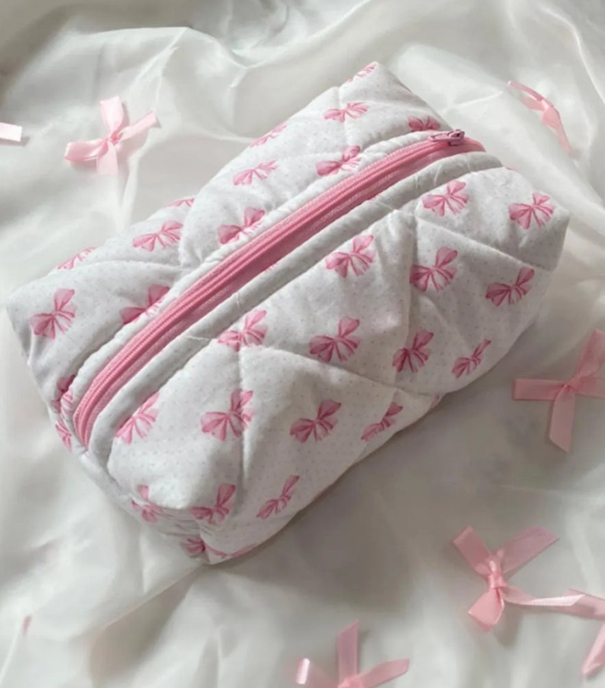 PINK BOW MAKEUP BAG