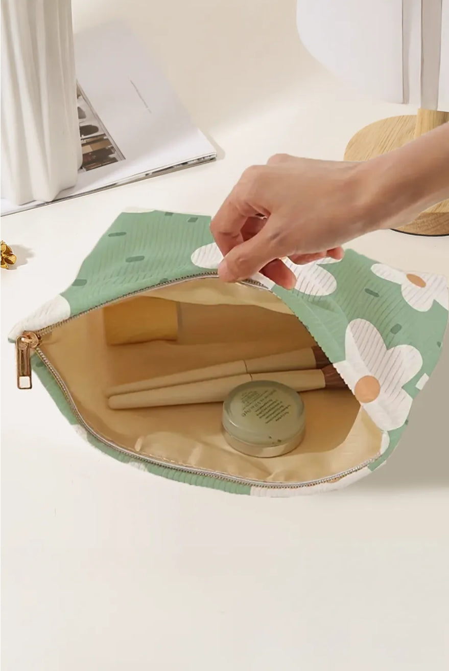GREEN FLORAL CORDUROY BAG
