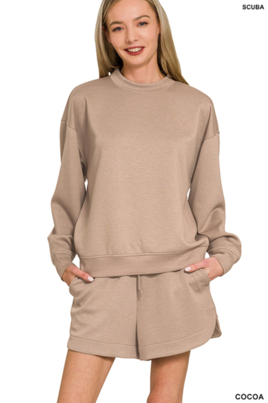 SCUBA PULLOVER & SHORTS SET - COCOA