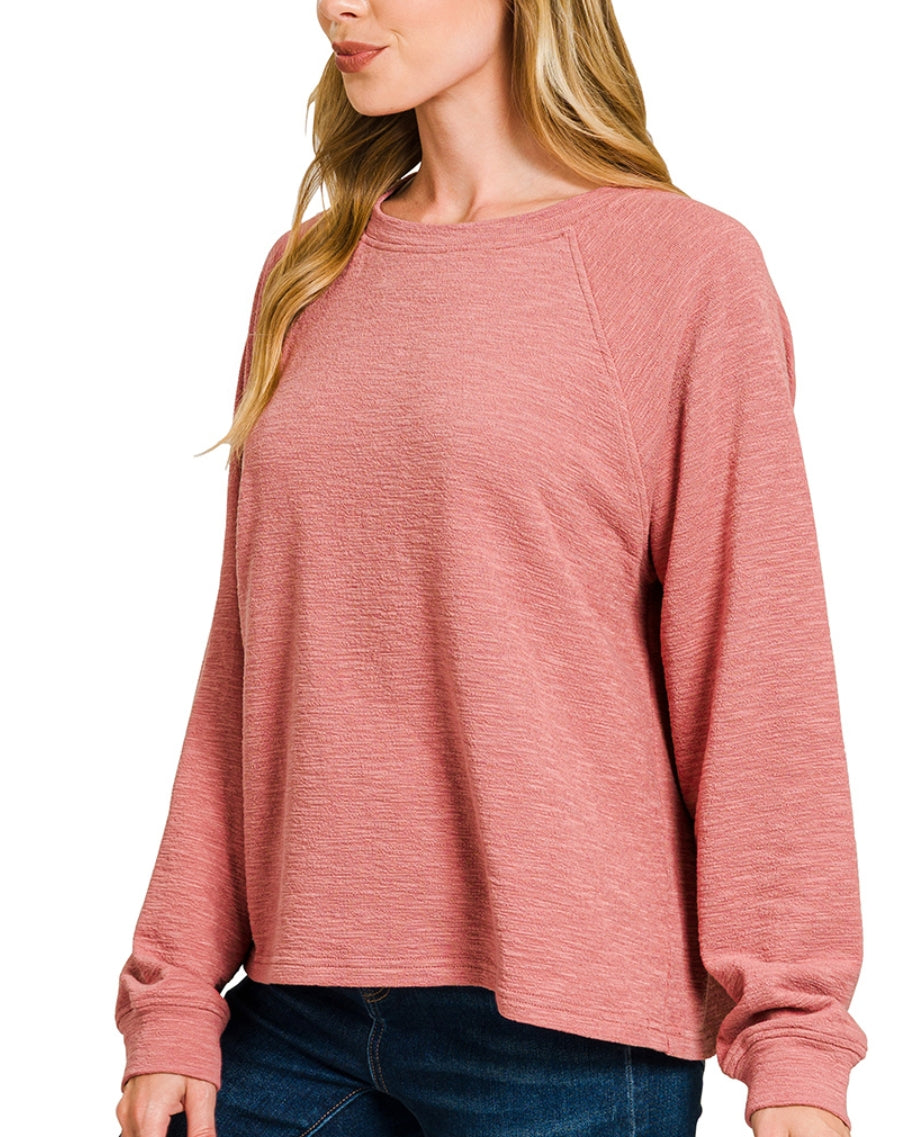 SLUB LONG SLEEVE TOP & PANTS SET - ASH JADE