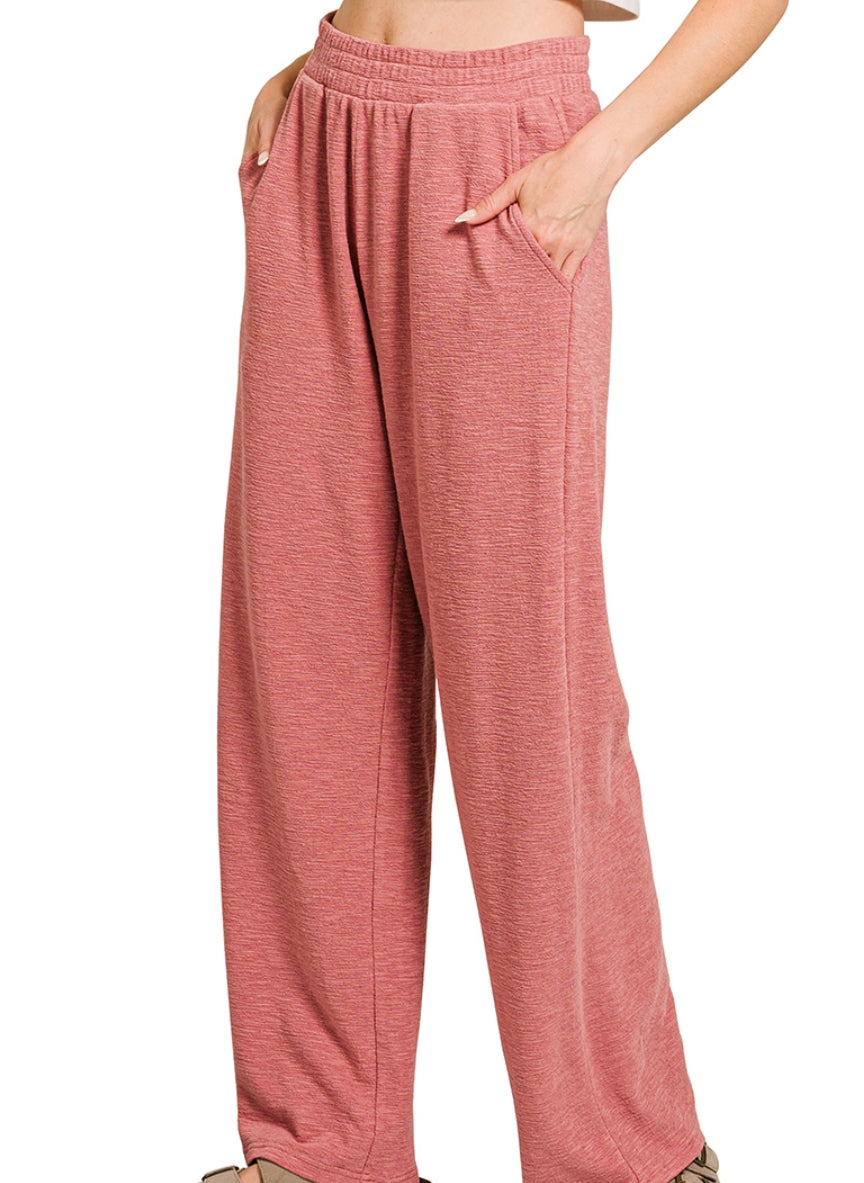 SLUB LONG SLEEVE TOP & PANTS SET - ASH JADE