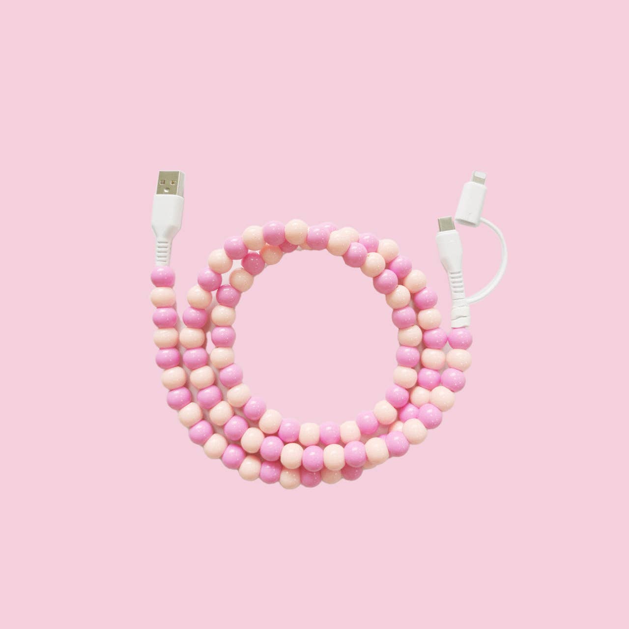 Beaded Data Cable 2 in 1 type-c to ip15