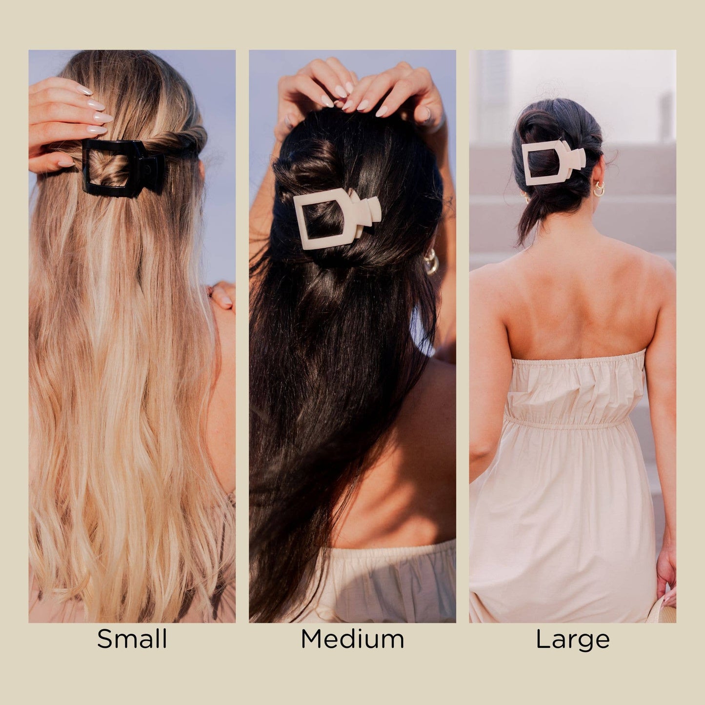 TELETIES - Square Flat Hair Clip | Large | Jet Black