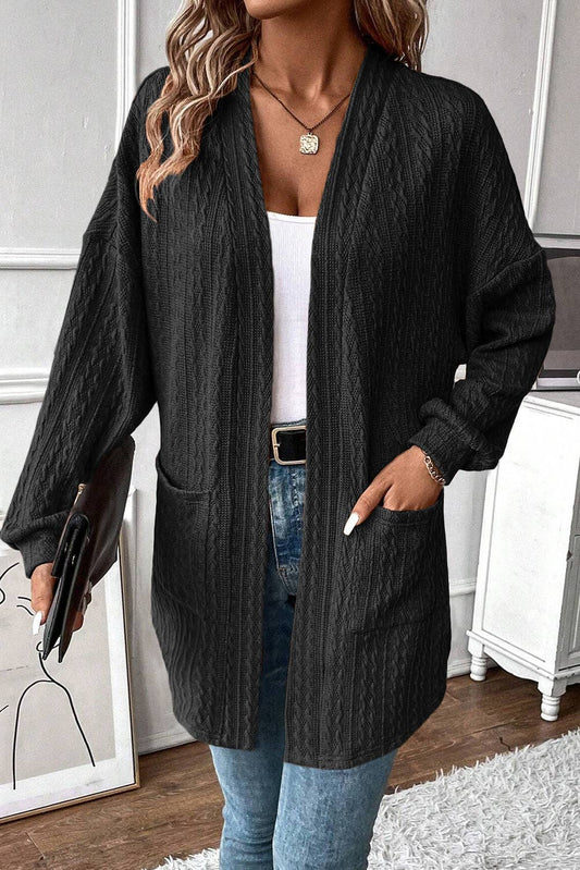 PRETTY BASH - Texture Knit Open Front Cardigan