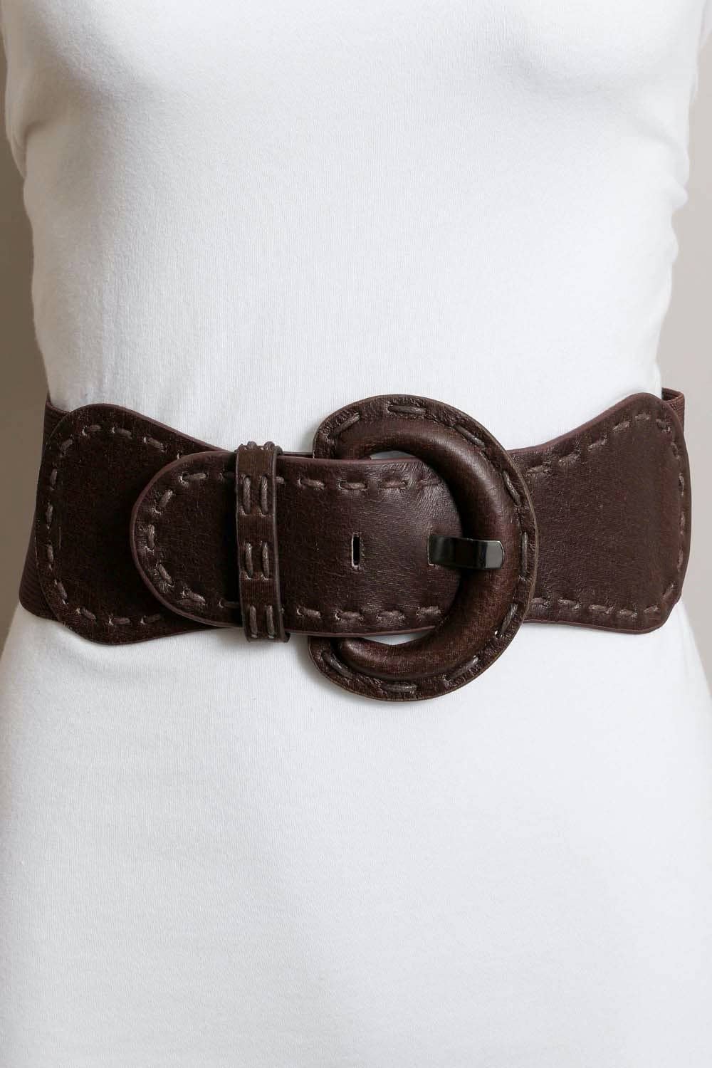 Leto Accessories - Distressed Look Wide Stitch Belt