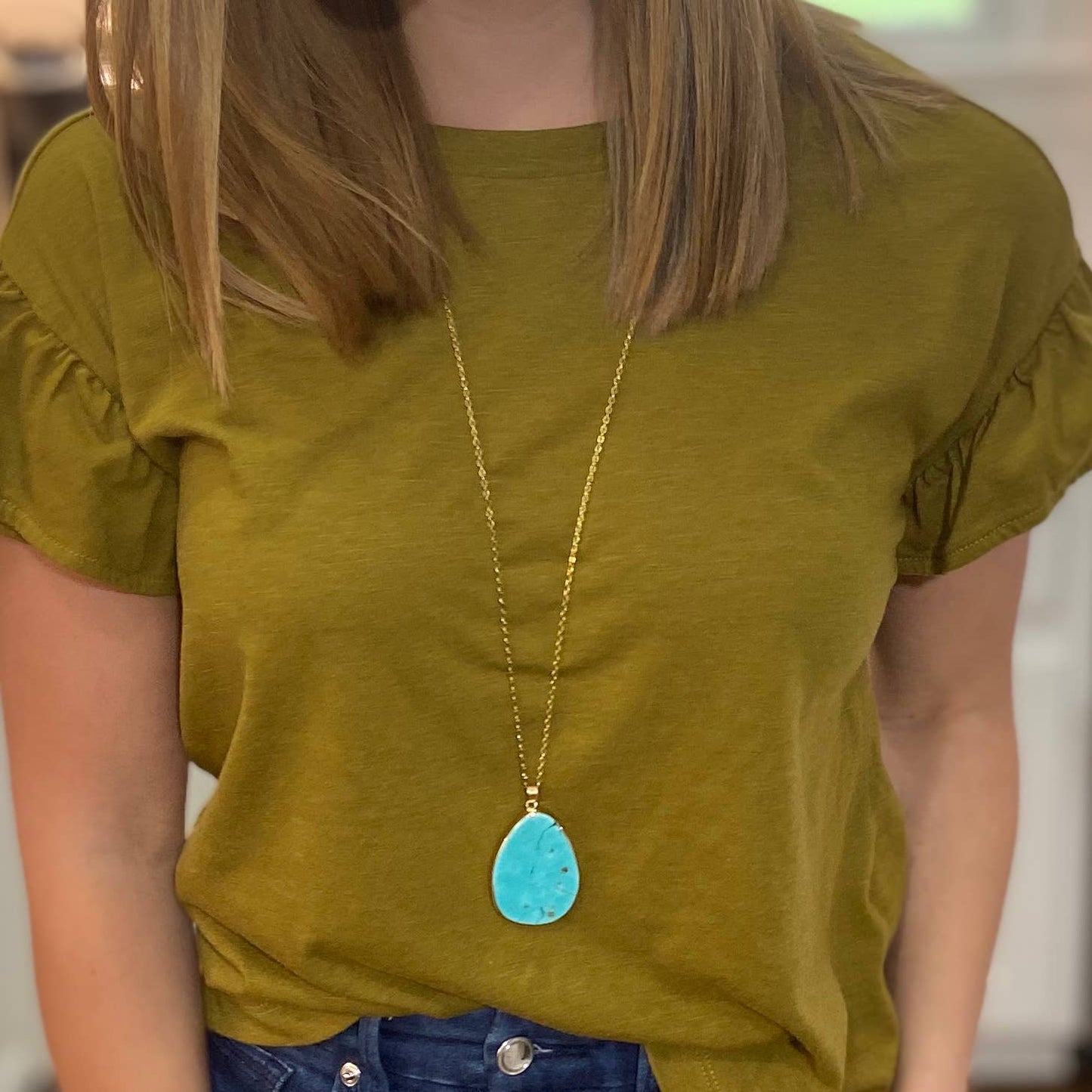 Funky Monkey Fashion - Statement Turquoise Drop Pendant