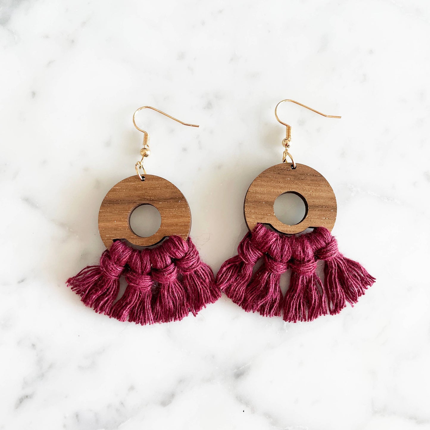 Le Marigny & Co - Macrame Wood Earring - Wine