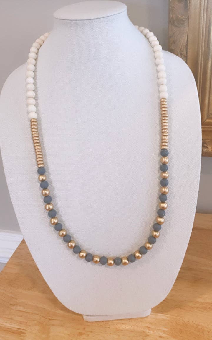 KyleLauren - Gray and Gold Long Statement Necklace