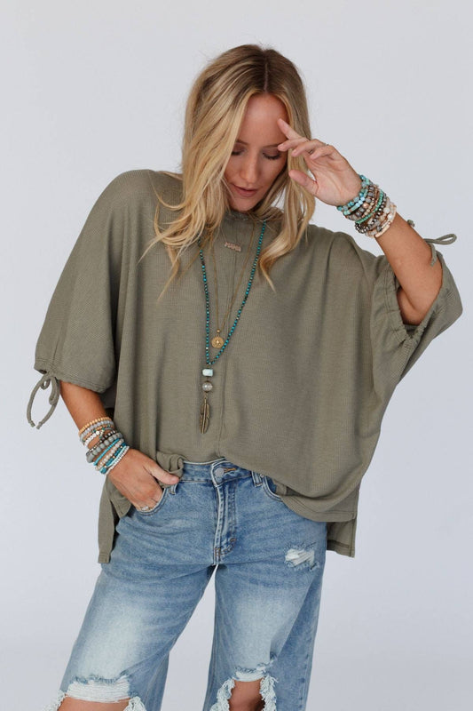 Three Bird Nest - Little Lark Puff Sleeve Tee - Olive
