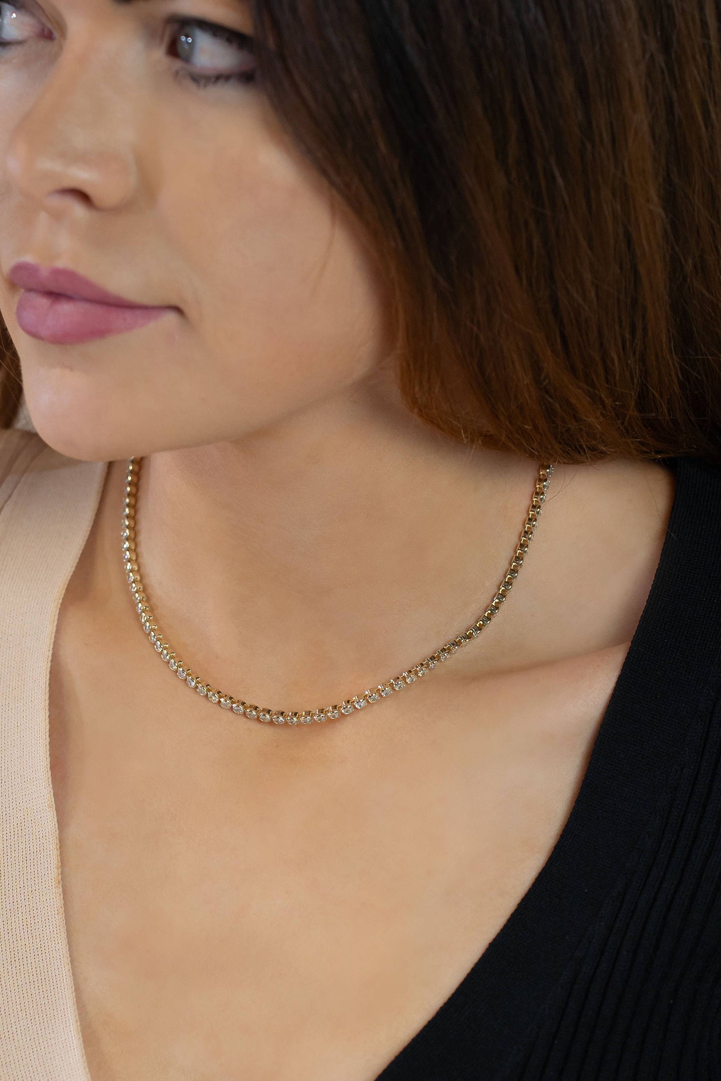 Morgan Necklace | Rhinestone Chain in Gold or Silver 