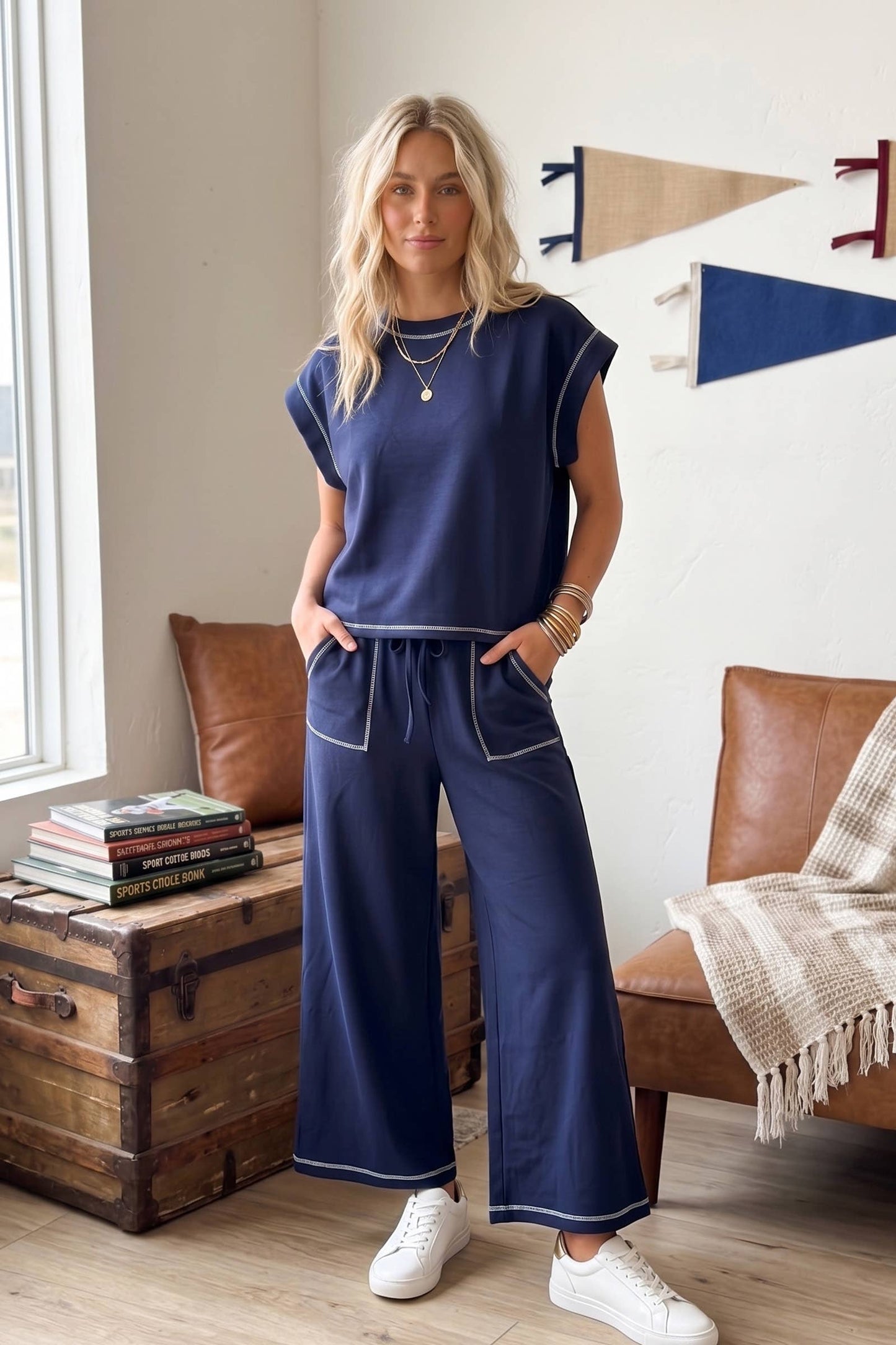 Sewn and Seen - (Original Design) Scuba Contrast Stitch Lounge Set