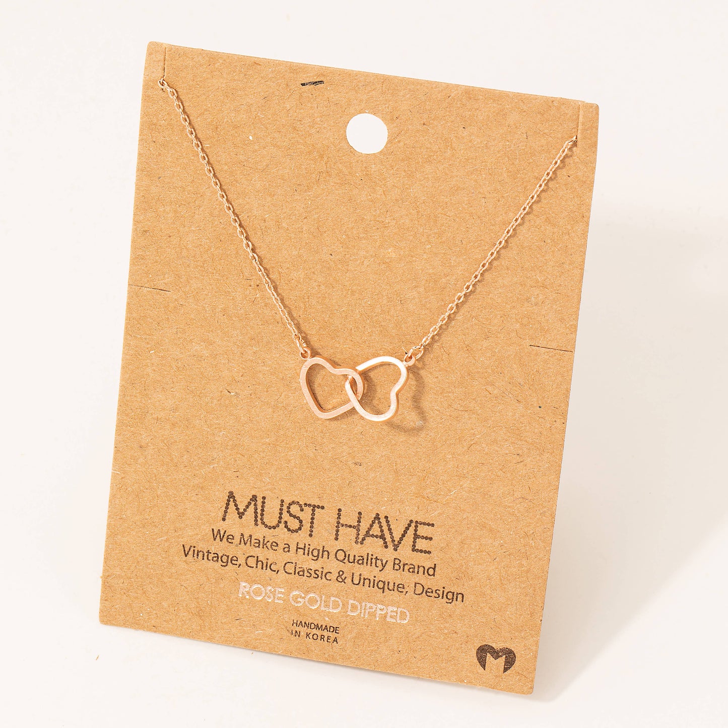 Gold Dipped Heart Link Charm Necklace