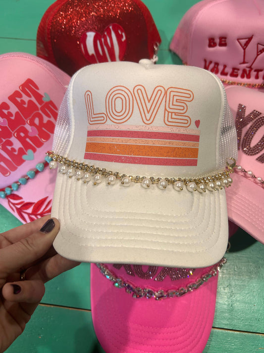 Trucker Hat Chain Rhinestone Pearl
