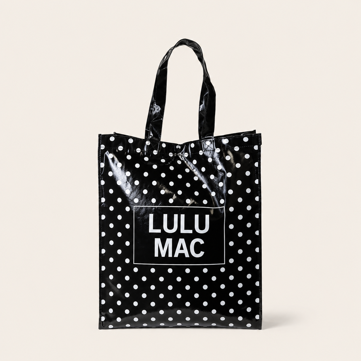 Girlie Girl Originals - LM-BG-1004 REUSABLE TOTE-BLACK WHITE DOTS