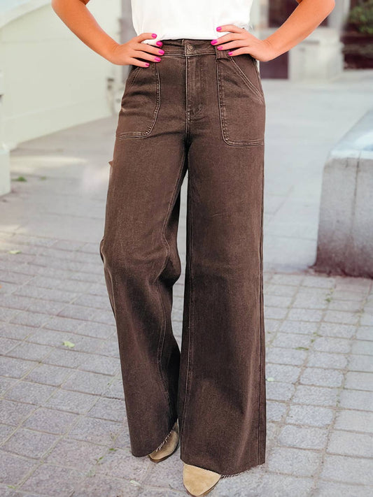 Retro Washed Patch Pocket Loose Jeans