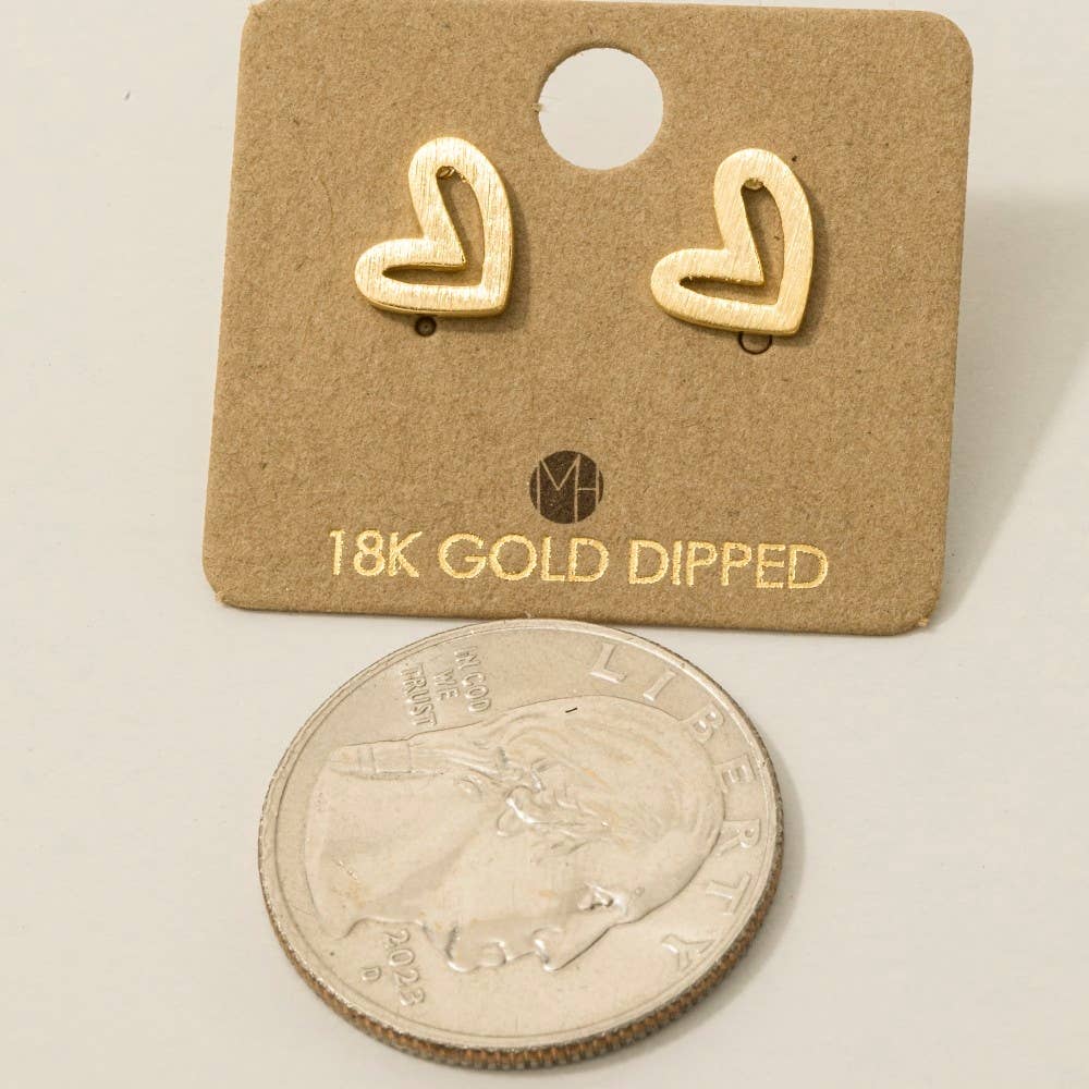 Gold Dipped Heart Stud Earrings