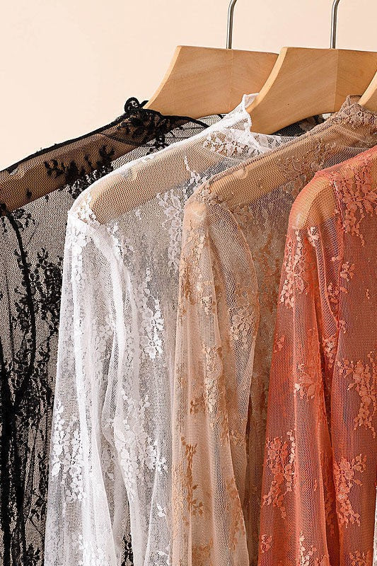 sheer lace long sleeve top