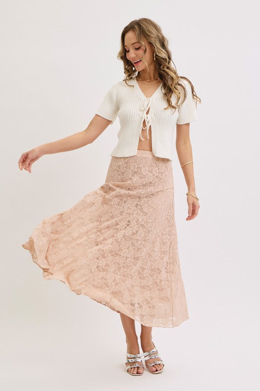LACE SKIRT IN NUDE BLUSH