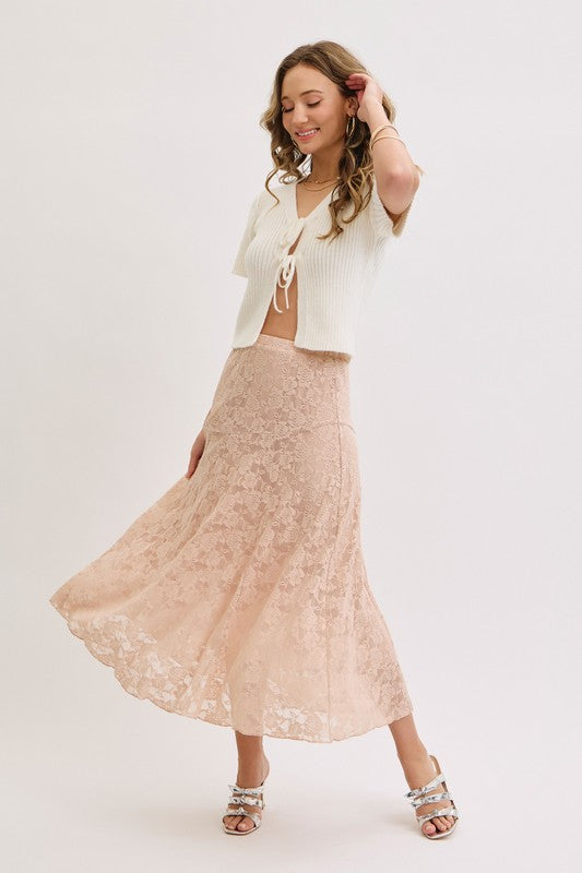 LACE SKIRT IN NUDE BLUSH