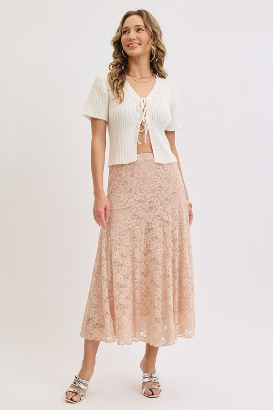 LACE SKIRT IN NUDE BLUSH