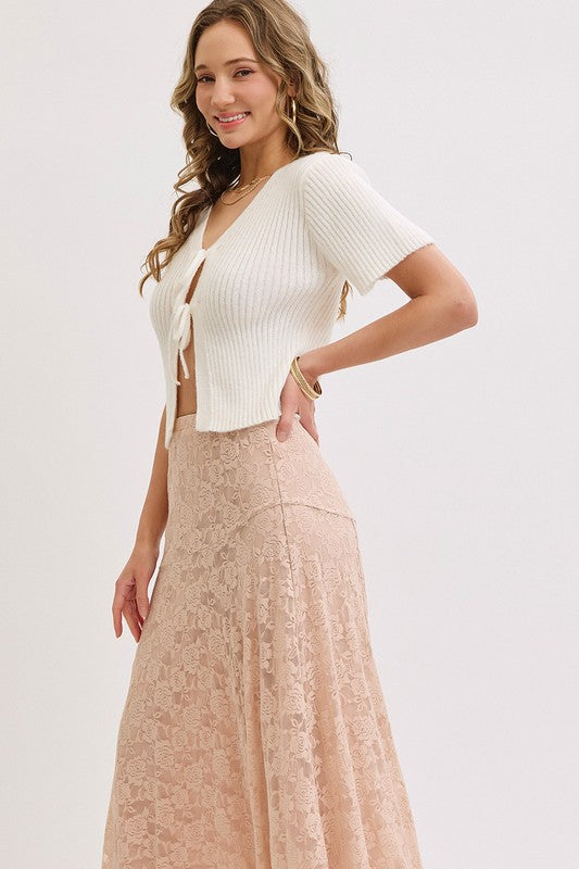 LACE SKIRT IN NUDE BLUSH