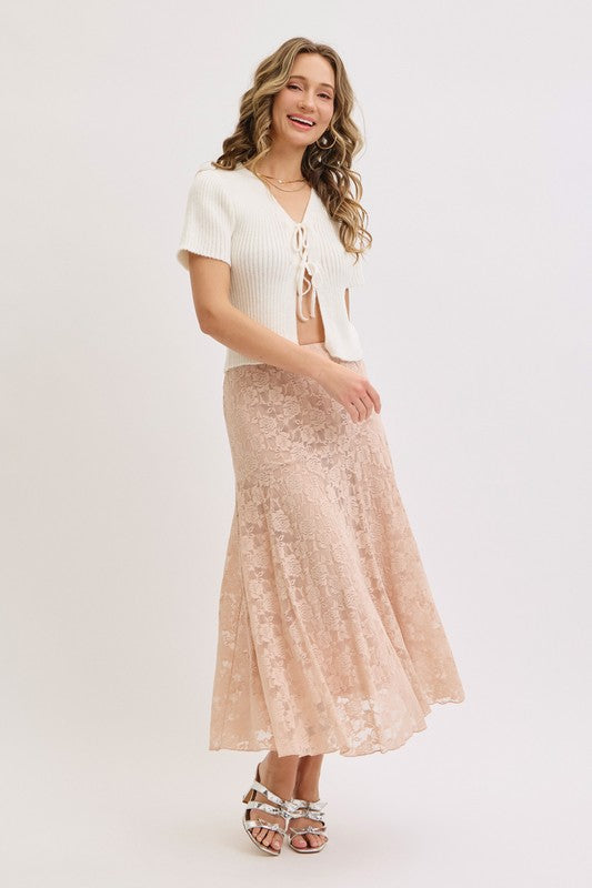 LACE SKIRT IN NUDE BLUSH