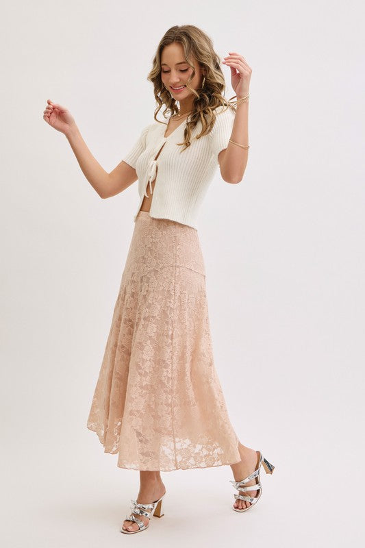 LACE SKIRT IN NUDE BLUSH