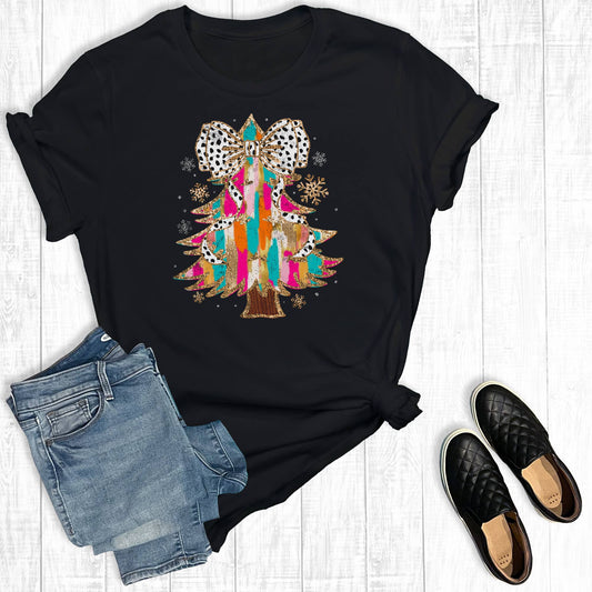 Colorful Coquette Christmas Tree Graphic Tee