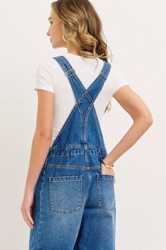 DENIM WIDE LEG OVERALLS