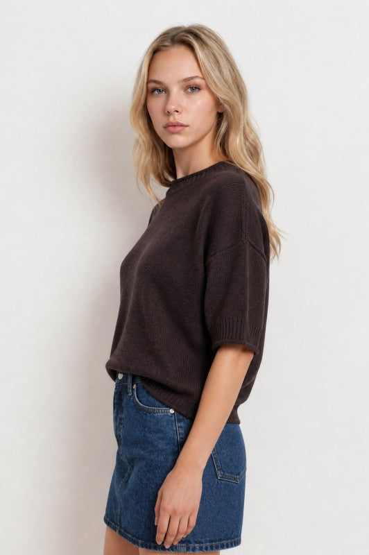 EXPOSED SEAM DROP SHOULDER - BROWN