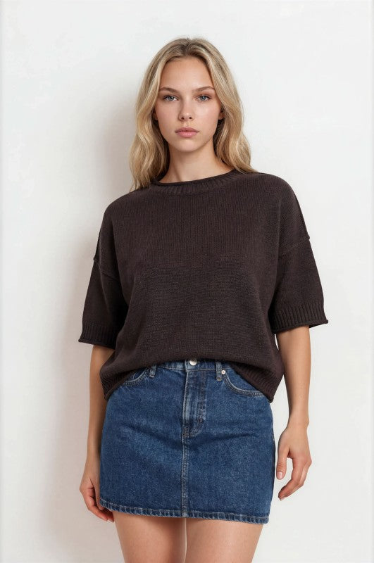 EXPOSED SEAM DROP SHOULDER - BROWN