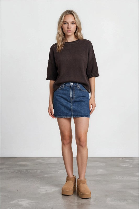 EXPOSED SEAM DROP SHOULDER - BROWN