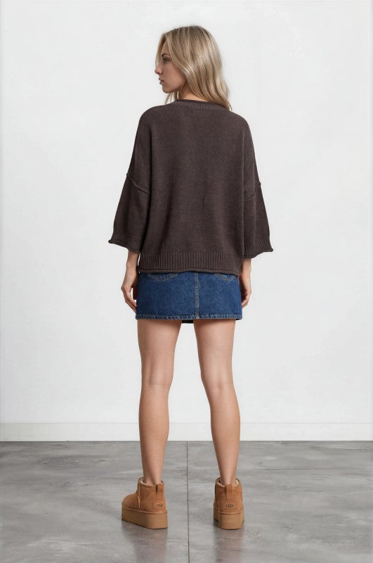 EXPOSED SEAM DROP SHOULDER - BROWN