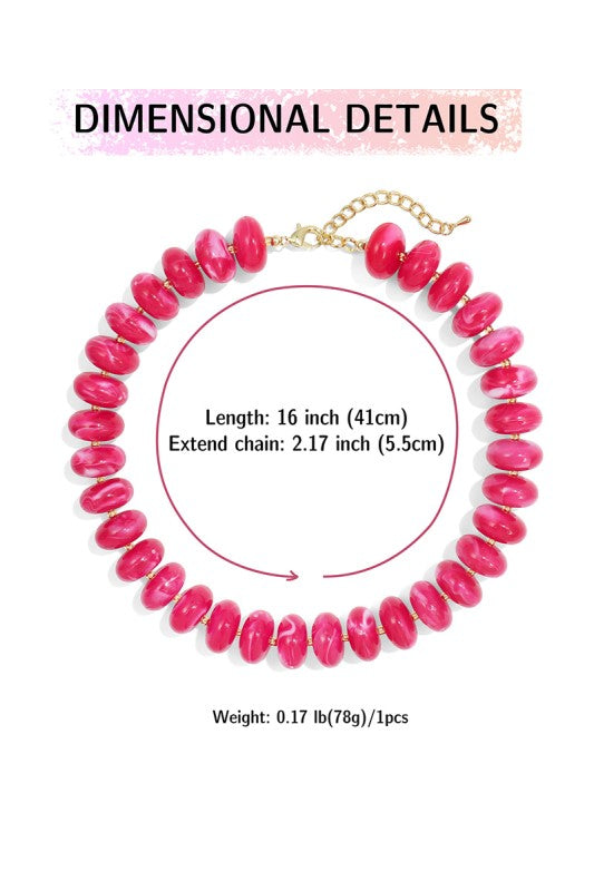 BEADED LAYERING NECKLACE - FUSCIA