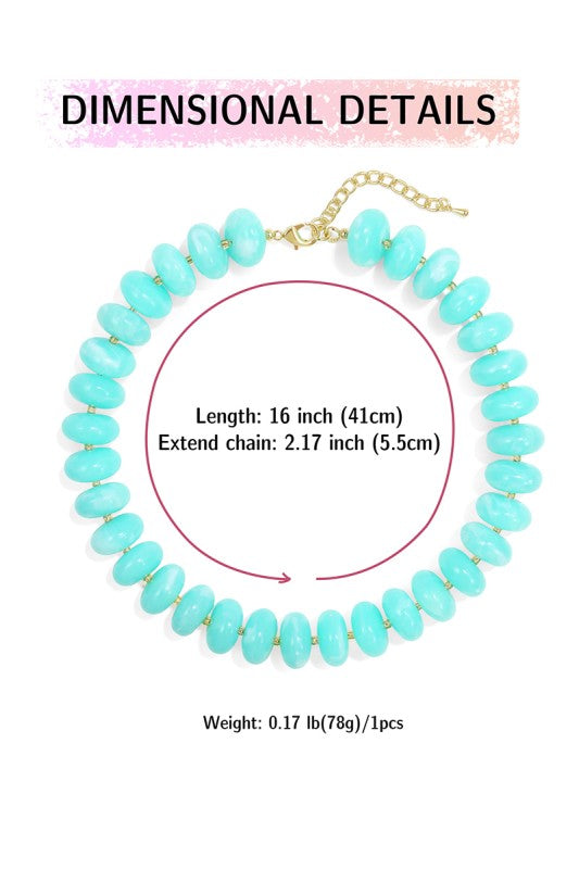 BEADED LAYERING NECKLACE - LAKE BLUE